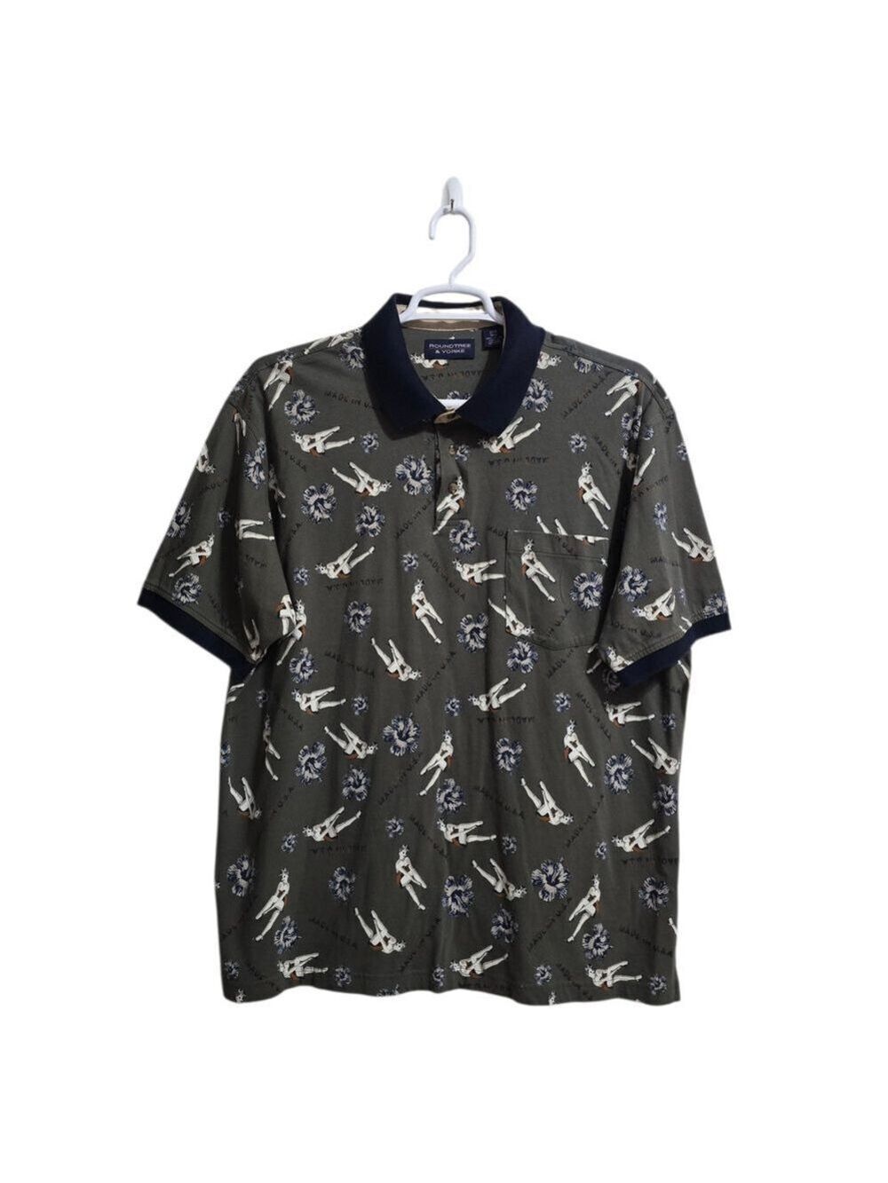 Roundtree & Yorke Tropical Pinup Girl Short Sleeve Polo Shirt Sz 2XLT